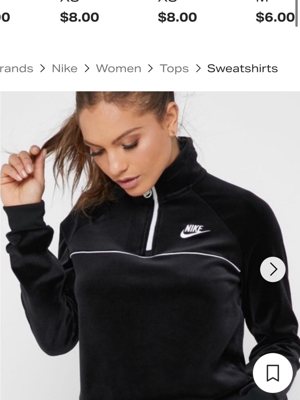 Nike Black Quarter-Zip Pullover with White Piping
